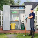 Aoxun Resin Storage Shed - 64 cu ft Outdoor Shed with Metal Shelving Kit, Floor & 4-Door Design for Garden Tools & Equipment - Image 3
