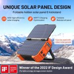 BROWEY S1600 Portable Power Station - 1024Wh LiFePO4 with 1600W Output & Built-in 40W Solar Panel - DS-S1600 (Orange) - Image 2