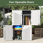 Aoxun Resin Storage Shed - 64 cu ft Outdoor Shed with Metal Shelving Kit, Floor & 4-Door Design for Garden Tools & Equipment - Image 7