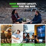 GRECELL EB1000 Portable Power Station - 999Wh with 1000W Pure Sine Wave AC Output & 10 Charging Ports - EB1000 - Image 4