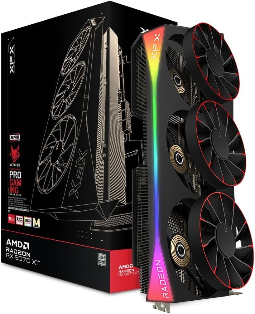 89a34e4c0823ed4d1116b821c36332b9.jpg XFX Mercury AMD Radeon RX 9070 XT OC Magnetic Air Edition Graphics Card - 16GB GDDR6 with RGB & 3100 MHz Boost - RX-97TMARGB9 - Image 1
