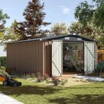 Aoxun 12x10 FT Outdoor Storage Shed - Metal Garden Shed with Double Hinged Doors for Lawn Tools, Bikes & Patio Furniture - Image 8