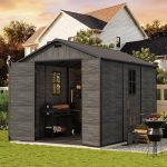 UDPATIO 8x10 FT Outdoor Resin Storage Shed - Plastic Shed with Floor, Lockable Doors & Weatherproof Construction for Garden Tools, Bikes & Lawn Equipment - Image 9