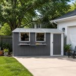 KEIKI 12x10 FT Outdoor Metal Storage Shed - Heavy Duty Steel Shed with 3 Clear Windows, Flower Rack & Lockable Door for Backyard, Garden & Patio - Image 8