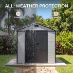 Patiowell 8x10 FT Outdoor Storage Shed - Resin Shed with Floor, Lockable Door & Window for Garden Tools, Bikes & Lawn Equipment - Image 2
