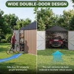 Aoxun 12x20x9.3 FT Metal Storage Shed - 1700 cu ft Outdoor Garage with Double Doors, Side Door & Windows for Vehicles & Garden Tools - Image 8