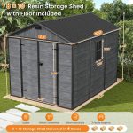 UDPATIO 8x10 FT Outdoor Resin Storage Shed - Plastic Shed with Floor, Lockable Doors & Weatherproof Construction for Garden Tools, Bikes & Lawn Equipment - Image 2