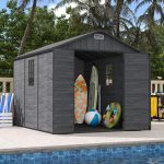 UDPATIO 8x10 FT Outdoor Resin Storage Shed - Plastic Shed with Floor, Lockable Doors & Weatherproof Construction for Garden Tools, Bikes & Lawn Equipment - Image 8