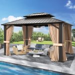 SOLUMIA 10x12 FT Hardtop Gazebo - Galvanized Steel Double Roof with Heavy-Duty Steel Frame, Netting & Curtains for Patio, Backyard & Outdoor Gatherings