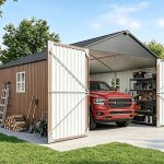 Aoxun 12x20x9.3 FT Metal Storage Shed - 1700 cu ft Outdoor Garage with Double Doors, Side Door & Windows for Vehicles & Garden Tools