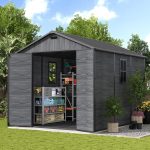 UDPATIO 8x10 FT Outdoor Resin Storage Shed - Plastic Shed with Floor, Lockable Doors & Weatherproof Construction for Garden Tools, Bikes & Lawn Equipment