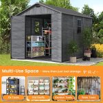UDPATIO 8x10 FT Outdoor Resin Storage Shed - Plastic Shed with Floor, Lockable Doors & Weatherproof Construction for Garden Tools, Bikes & Lawn Equipment - Image 5