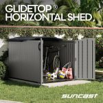 Suncast Horizontal Storage Shed - 98 cu ft Resin Shed with Sliding Lid & Lockable Doors for Bikes, Mowers & Patio Furniture - Image 2