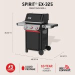 Weber Spirit EX-325 3-Burner Smart Propane Gas Grill - 450 Sq In Cooking Area with Wi-Fi Thermometer & Sear Zone - 1501843 - Image 4