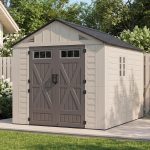 LazySunsets 8x10 FT Outdoor Storage Shed - Large Resin Shed with Floor, Windows & Lockable Door for Bike, Lawn Tools, Garbage Can - Image 8