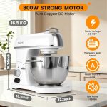 ZACME 8.4QT Commercial Stand Mixer - 800W with 11 Speeds, Tilt Head & NSF/ANSI 8-2023 Certified - Porcelain - Image 6