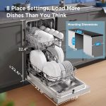 Midea 18 Inch Built-in Dishwasher - 8 Place Settings with Stainless Steel Tub, Heated Dry & 6 Wash Programs - MDF18A1AST - Image 3