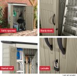 Rubbermaid 4x2.5 FT Vertical Storage Shed - Resin Outdoor Cabinet with Floor for Garden Tools, Pool Chemicals & Patio Cushions - Image 6
