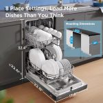 Midea 18 Inch Built-in Dishwasher - 8 Place Settings with Stainless Steel Tub, Heated Dry & 6 Wash Programs - MDF18A1ABB - Image 3