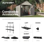 Suncast 8x10 FT Outdoor Storage Shed - Large Resin Shed with Floor, Lockable Double Doors & Skylights for Lawn Tools, Riding Mowers & Bikes - Image 5