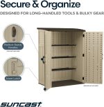 Suncast 54 cu. ft. Resin Outdoor Storage Shed - Lockable Vertical Cabinet for Garden Tools, Patio Equipment & Outdoor Gear - Image 4