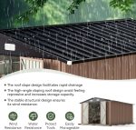 Aoxun 12x10 FT Outdoor Storage Shed - Metal Garden Shed with Double Hinged Doors for Lawn Tools, Bikes & Patio Furniture - Image 6