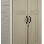 Rubbermaid 4x2.5 FT Vertical Storage Shed - Resin Outdoor Cabinet with Floor for Garden Tools, Pool Chemicals & Patio Cushions
