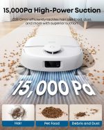 eufy C28 Robot Vacuum and Mop Combo - 15,000 Pa with HydroJet Roller Mop & 75-Day Hands-Free Cleaning - White - Image 5