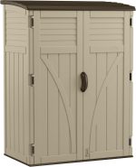 Suncast 54 cu. ft. Resin Outdoor Storage Shed - Lockable Vertical Cabinet for Garden Tools, Patio Equipment & Outdoor Gear