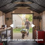 LazySunsets 8x10 FT Outdoor Storage Shed - Large Resin Shed with Floor, Windows & Lockable Door for Bike, Lawn Tools, Garbage Can - Image 4
