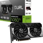 ASUS Dual GeForce RTX 5060 Ti 8GB GDDR7 OC Edition Graphics Card - 8GB GDDR7 with Axial-Tech Fans & Dual BIOS - DUAL-RTX5060TI-O8G