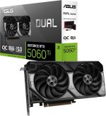 ASUS Dual GeForce RTX 5060 Ti 8GB GDDR7 OC Edition Graphics Card - 8GB GDDR7 with Axial-Tech Fans & Dual BIOS - DUAL-RTX5060TI-O8G