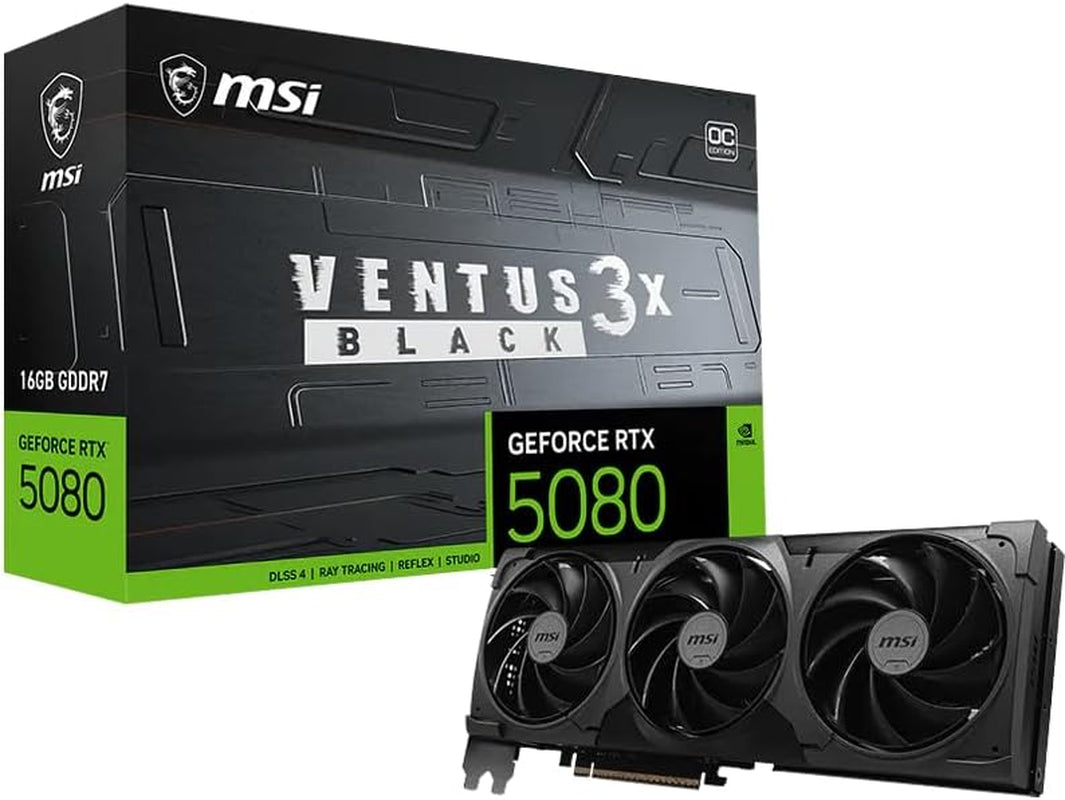 fc7df630ec4ee49ee31ca1692b8e63a7.jpg MSI GeForce RTX 5080 16G Ventus 3X OC Graphics Card - 16GB GDDR7 with Triple Fan Cooling & Extreme Clock 2640 MHz - Image 1
